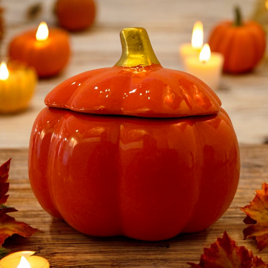 Ceramic Orange Pumpkin Candle