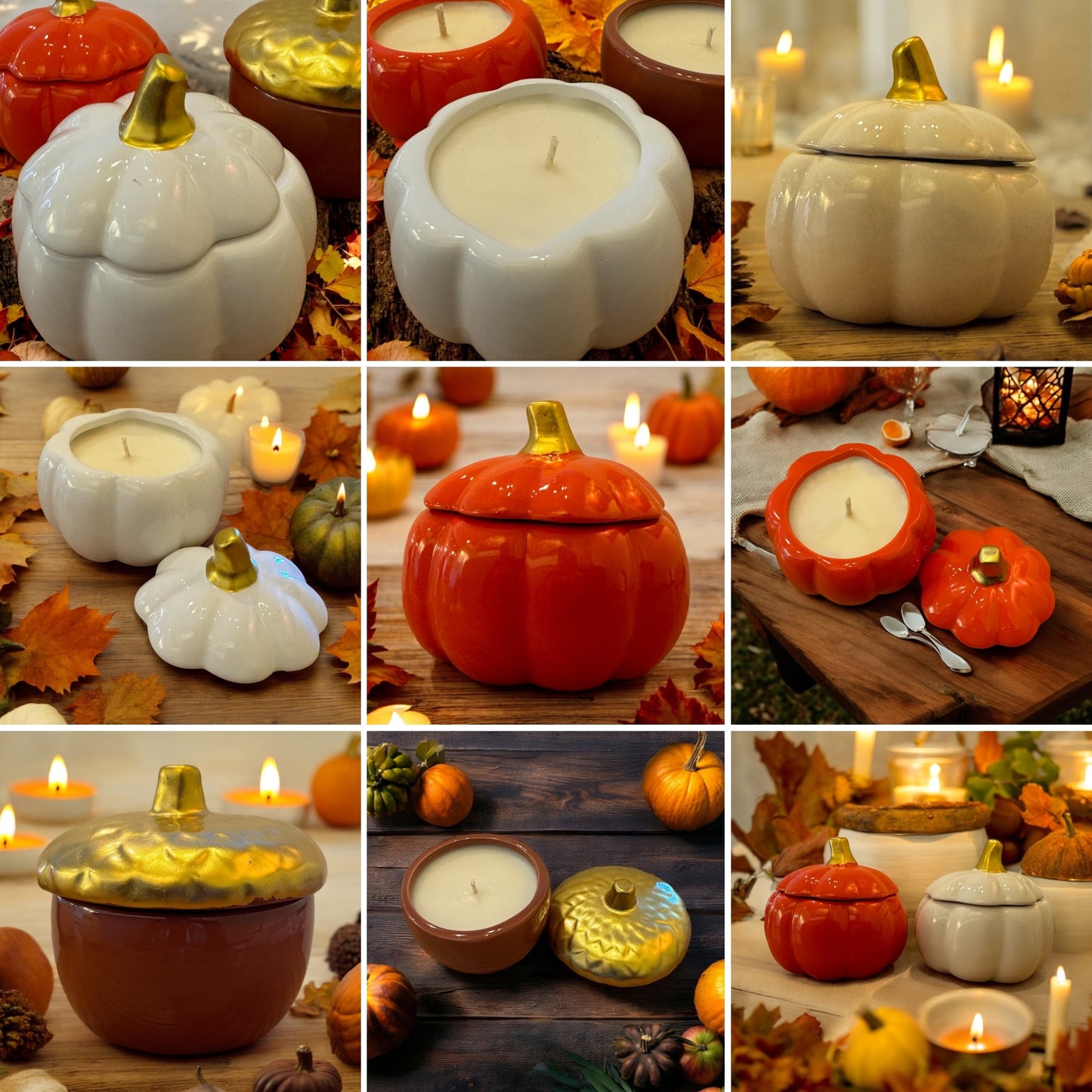 Ceramic Orange Pumpkin Candle