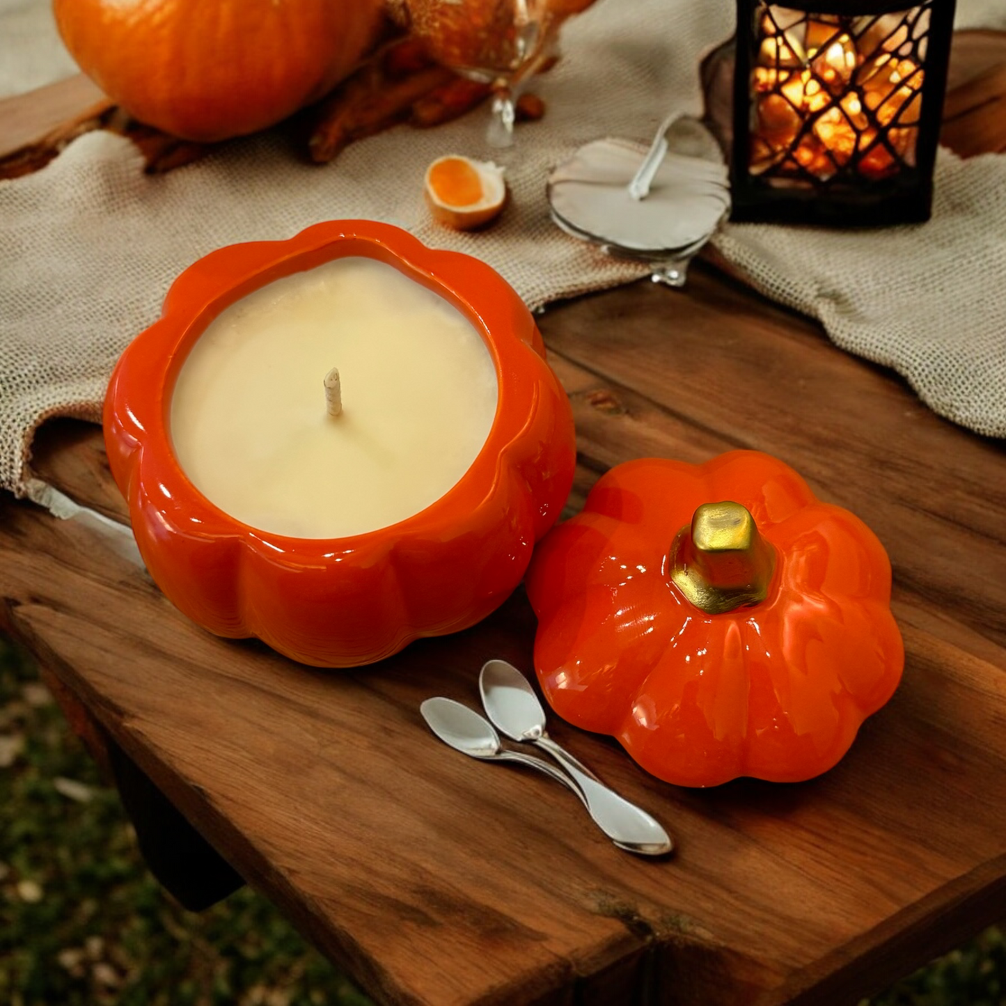 Ceramic Orange Pumpkin Candle