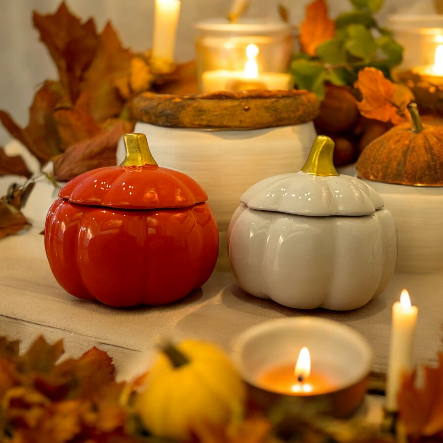 Ceramic Orange Pumpkin Candle