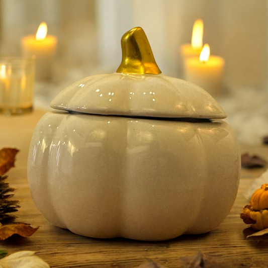 Ceramic White Pumpkin Candles