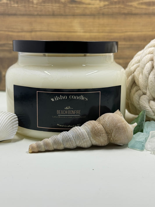 Handcrafted Beach Bonfire Candle | Hand Poured Natural Soy Wax | High Quality Eco-Friendly | Luxury | Aromatherapy Candle for Relaxation